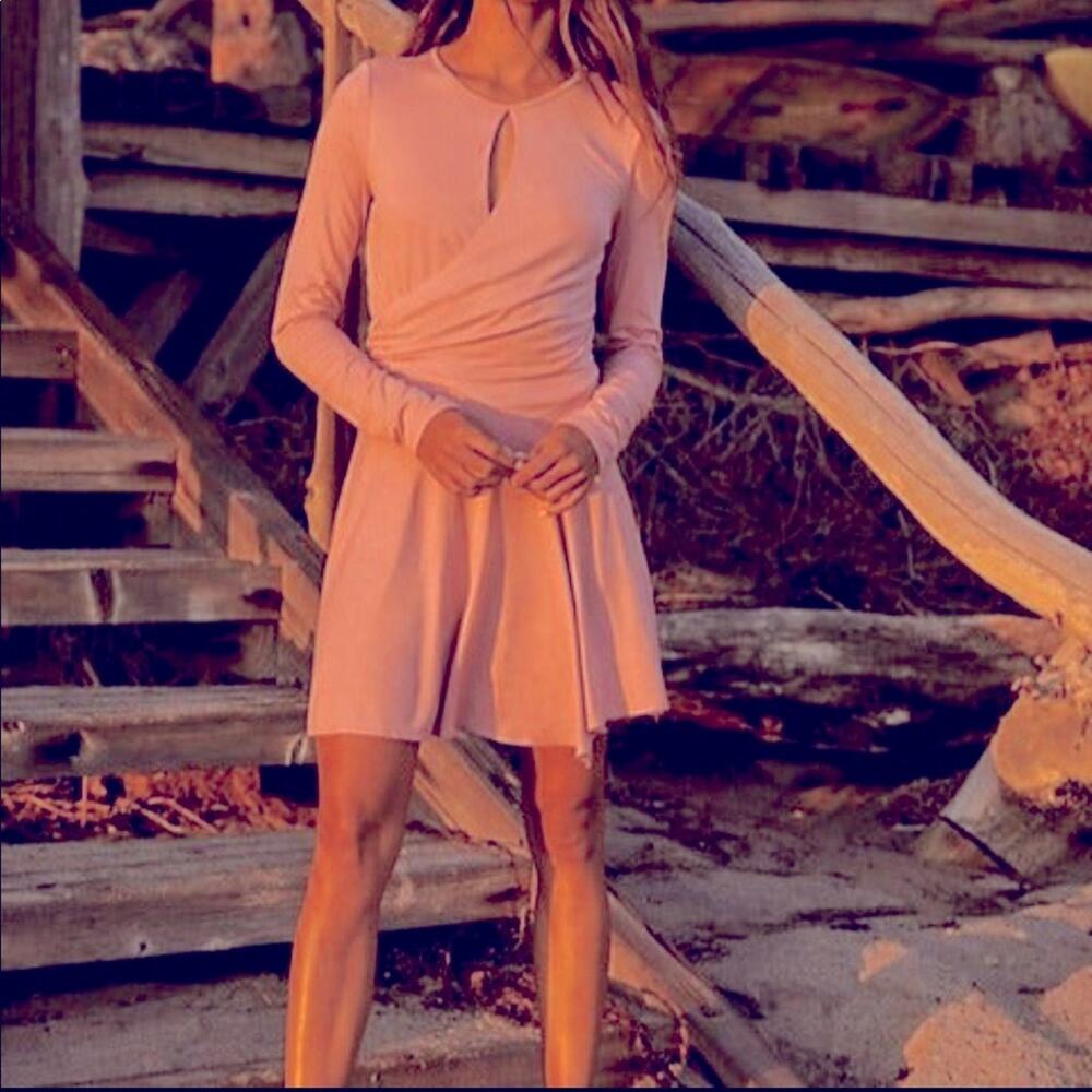 NEW! Free People Beach Long Sleeve Mini Dress In Rose Size M
